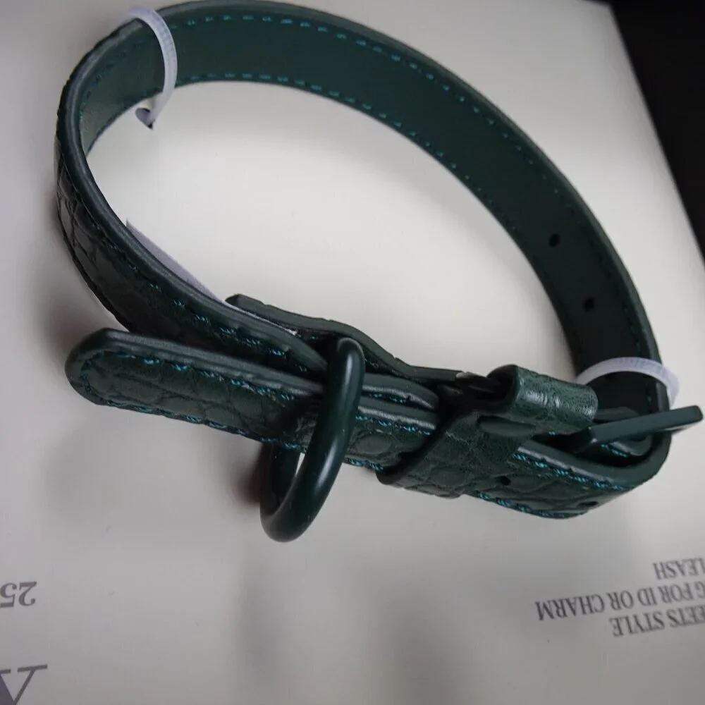 Southern Living Faux Leather Dog Collar Size XS / SMALL Green Adjustable